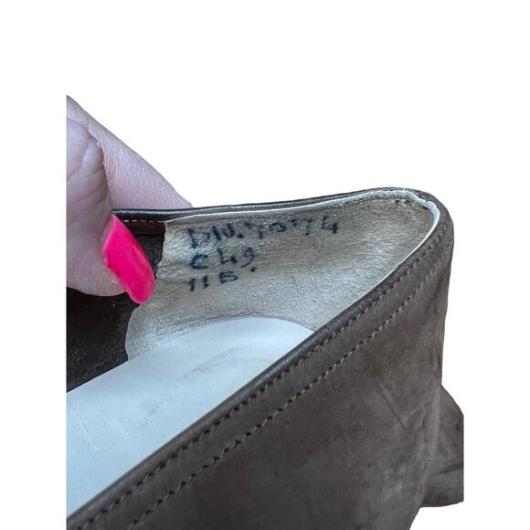 Salvatore Ferragamo Made in Italy Brown Suede Block Heals Size 11B - Picture 6 of 6